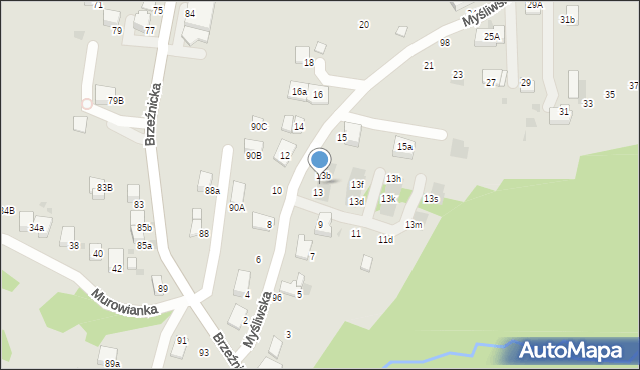 Bochnia, Myśliwska, 13a, mapa Bochni