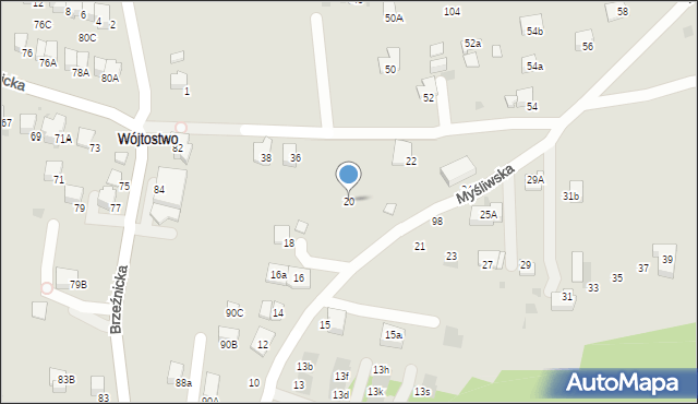 Bochnia, Myśliwska, 20, mapa Bochni