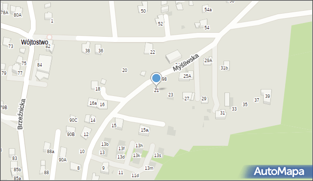 Bochnia, Myśliwska, 21, mapa Bochni