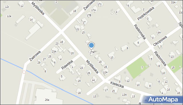 Brwinów, Myśliwska, 17A, mapa Brwinów