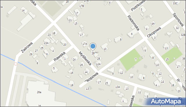 Brwinów, Myśliwska, 19, mapa Brwinów