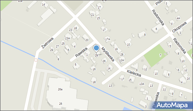 Brwinów, Myśliwska, 24, mapa Brwinów