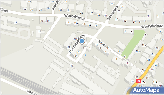 Brzeg, Myczkowskiego, 2C, mapa Brzeg