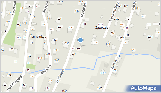 Buczkowice, Myśliwska, 605, mapa Buczkowice