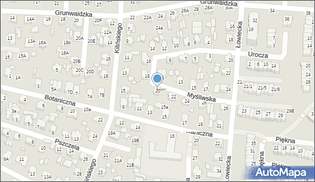 Chełm, Myśliwska, 20, mapa Chełma