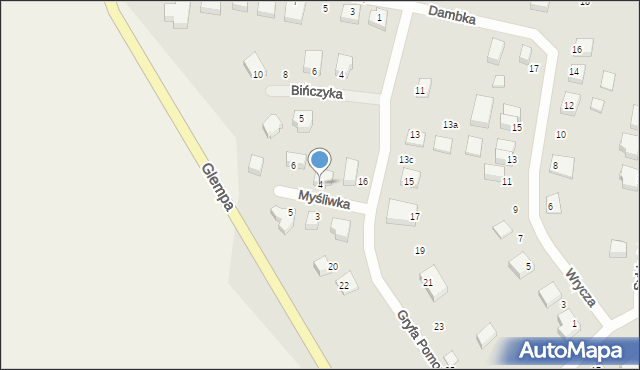 Chojnice, Myśliwka Bernarda, hm., 4, mapa Chojnic