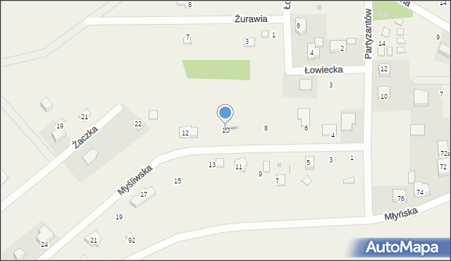 Czarny Młyn, Myśliwska, 10, mapa Czarny Młyn