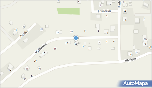 Czarny Młyn, Myśliwska, 11, mapa Czarny Młyn