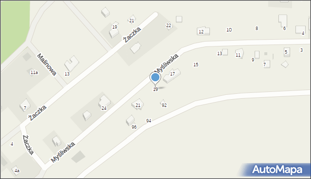 Czarny Młyn, Myśliwska, 19, mapa Czarny Młyn