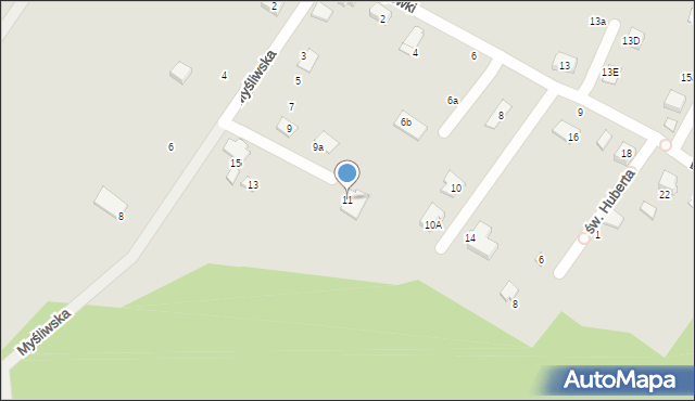 Czechowice-Dziedzice, Myśliwska, 11, mapa Czechowic-Dziedzic