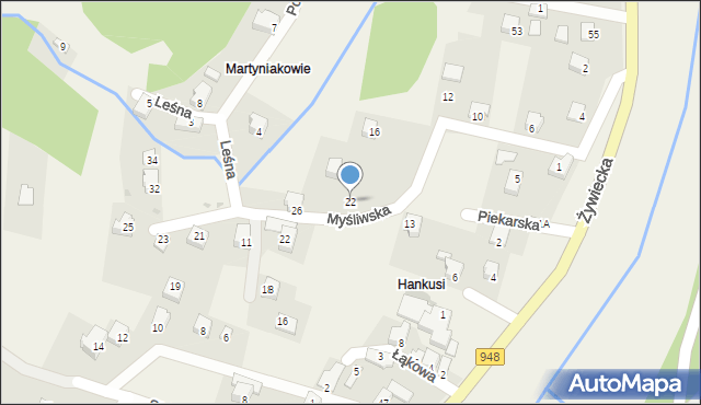 Czernichów, Myśliwska, 22, mapa Czernichów