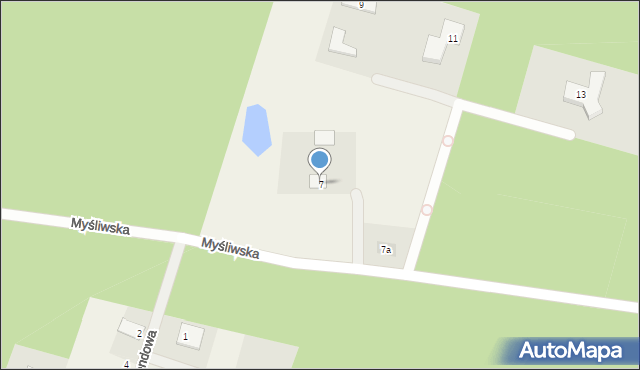 Dąbrówka Nowa, Myśliwska, 7, mapa Dąbrówka Nowa