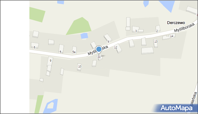 Derczewo, Myśliborska, 11, mapa Derczewo