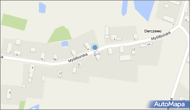 Derczewo, Myśliborska, 12, mapa Derczewo