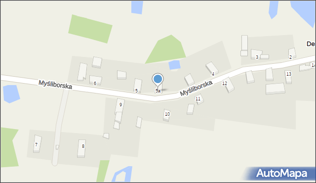 Derczewo, Myśliborska, 5a, mapa Derczewo