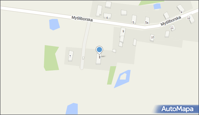 Derczewo, Myśliborska, 8, mapa Derczewo