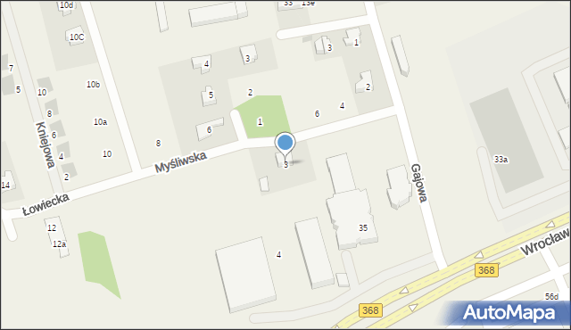 Długołęka, Myśliwska, 3, mapa Długołęka