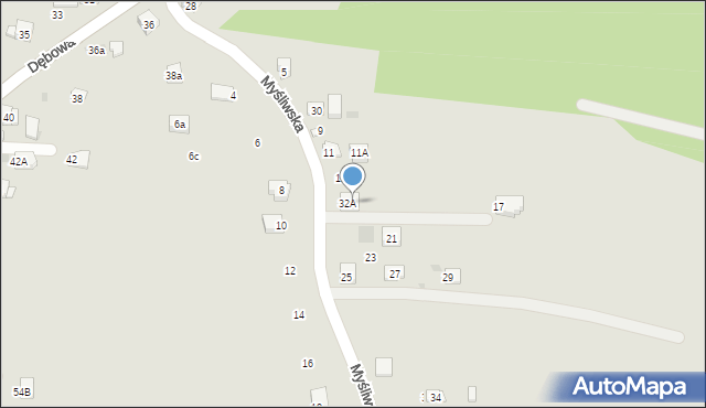 Dobczyce, Myśliwska, 15, mapa Dobczyce