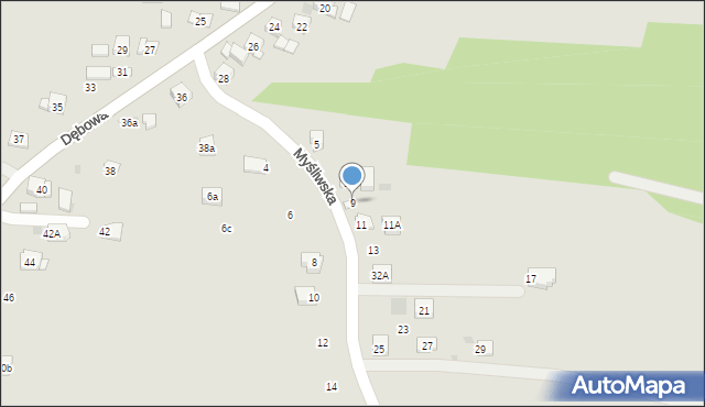 Dobczyce, Myśliwska, 9, mapa Dobczyce