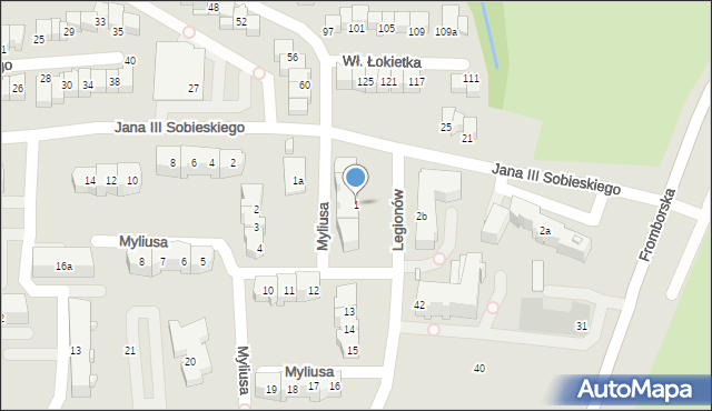 Elbląg, Myliusa Jana, 1, mapa Elbląga