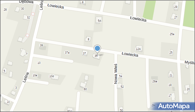 Frydek, Myśliwska, 35, mapa Frydek