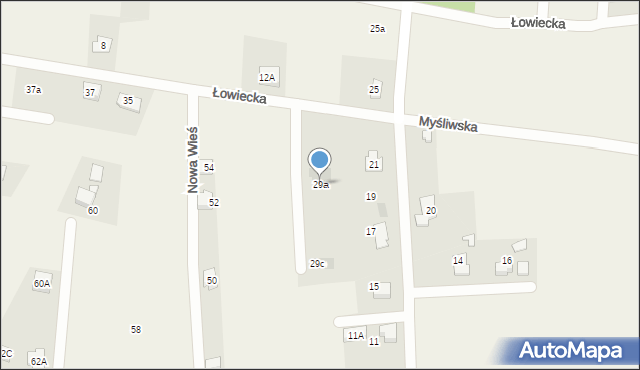 Frydek, Myśliwska, 29a, mapa Frydek