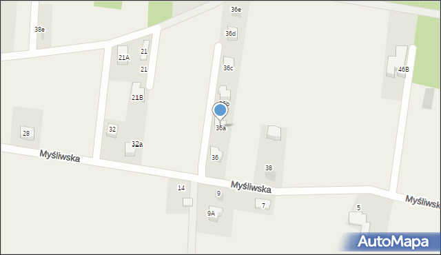 Frydek, Myśliwska, 36a, mapa Frydek