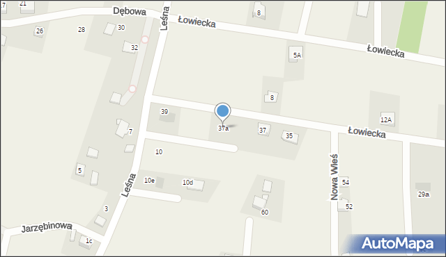 Frydek, Myśliwska, 37a, mapa Frydek