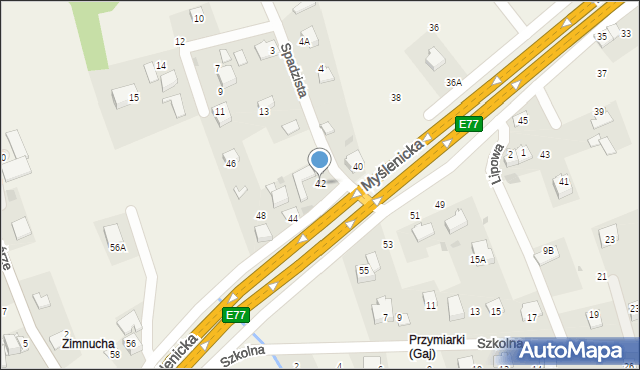 Gaj, Myślenicka, 42, mapa Gaj