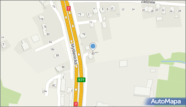 Gaj, Myślenicka, 83, mapa Gaj