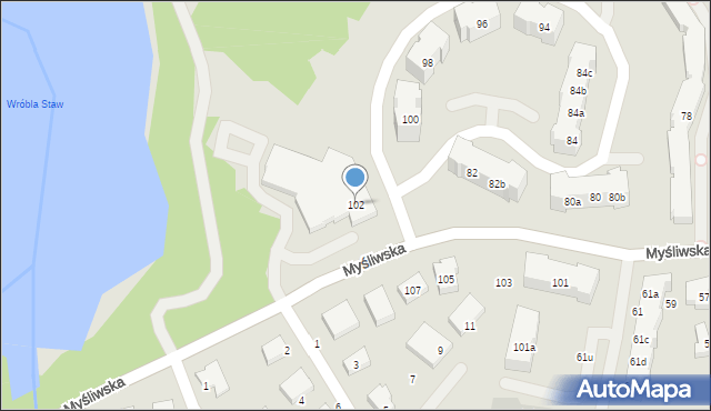 Gdańsk, Myśliwska, 102, mapa Gdańska