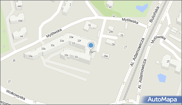 Gdańsk, Myśliwska, 33h, mapa Gdańska