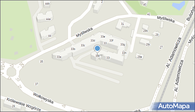 Gdańsk, Myśliwska, 33k, mapa Gdańska