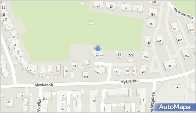 Gdańsk, Myśliwska, 54, mapa Gdańska