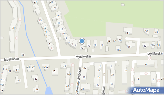 Gdańsk, Myśliwska, 72, mapa Gdańska