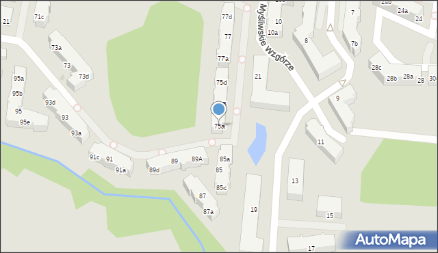 Gdańsk, Myśliwska, 75a, mapa Gdańska