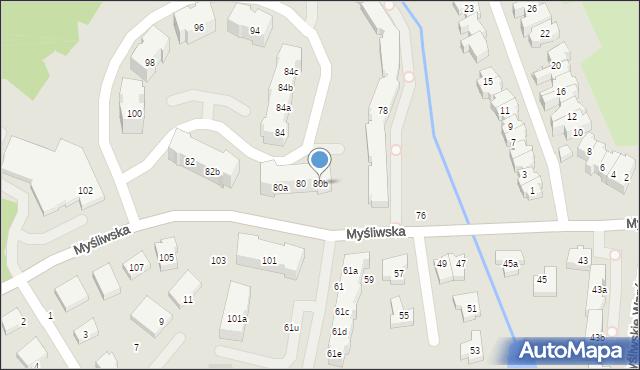 Gdańsk, Myśliwska, 80b, mapa Gdańska