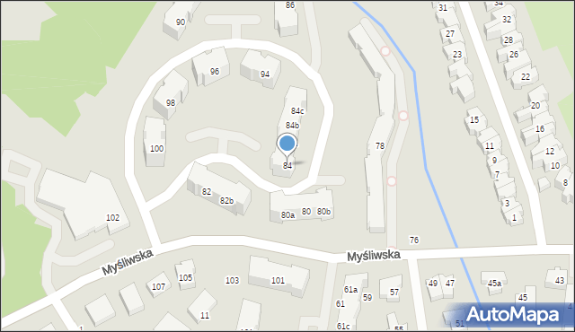 Gdańsk, Myśliwska, 84, mapa Gdańska