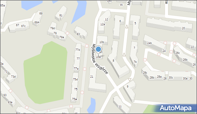 Gdańsk, Myśliwskie Wzgórze, 10a, mapa Gdańska