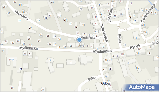 Gdów, Myślenicka, 10, mapa Gdów