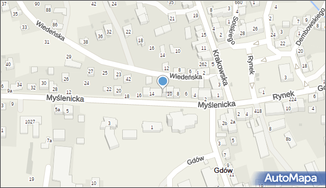 Gdów, Myślenicka, 12, mapa Gdów
