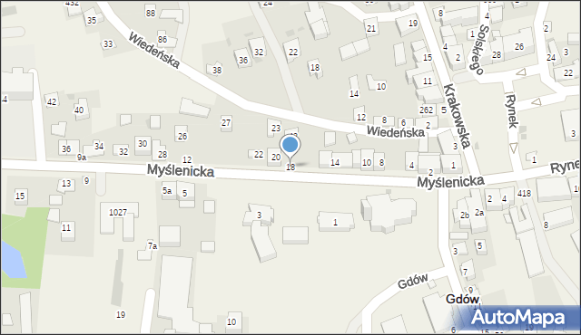 Gdów, Myślenicka, 18, mapa Gdów