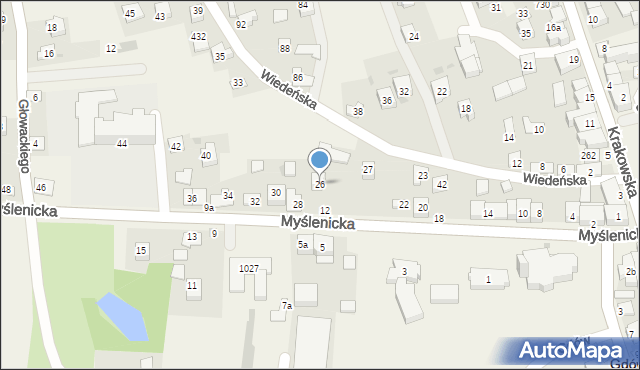 Gdów, Myślenicka, 26, mapa Gdów