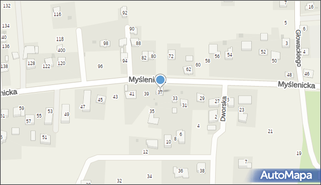 Gdów, Myślenicka, 37, mapa Gdów