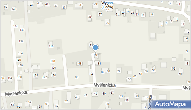 Gdów, Myślenicka, 90, mapa Gdów
