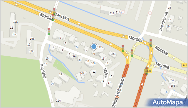 Gdynia, Mylna, 9, mapa Gdyni