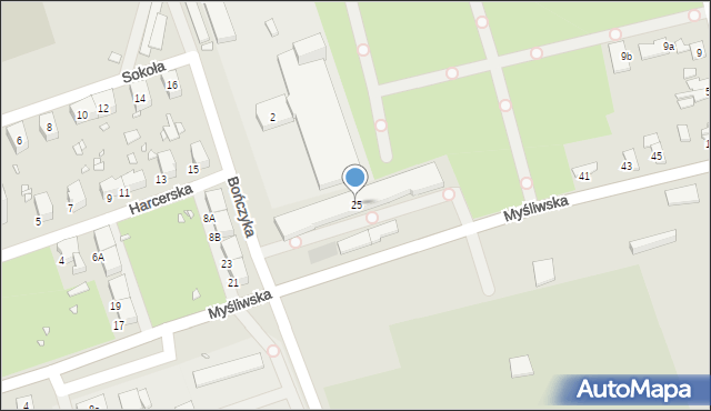 Gliwice, Myśliwska, 25, mapa Gliwic