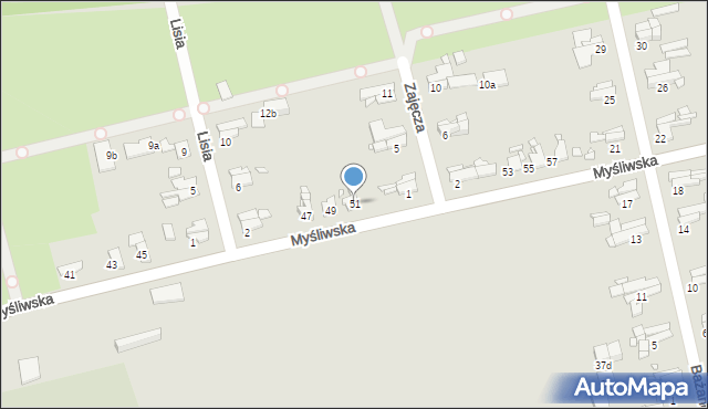 Gliwice, Myśliwska, 51, mapa Gliwic
