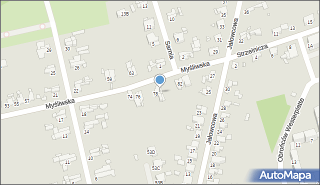 Gliwice, Myśliwska, 80, mapa Gliwic