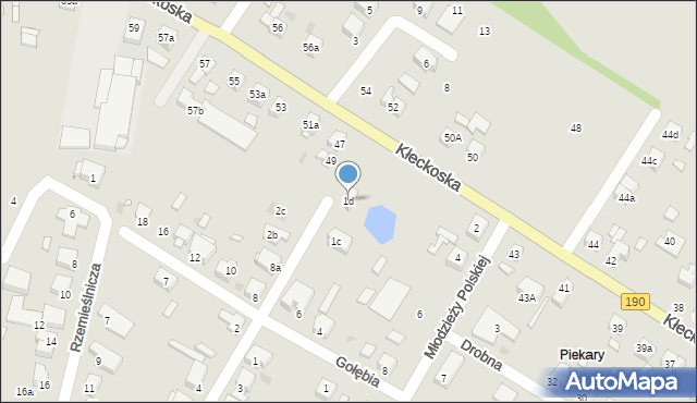 Gniezno, Myśliwiecka, 1d, mapa Gniezna